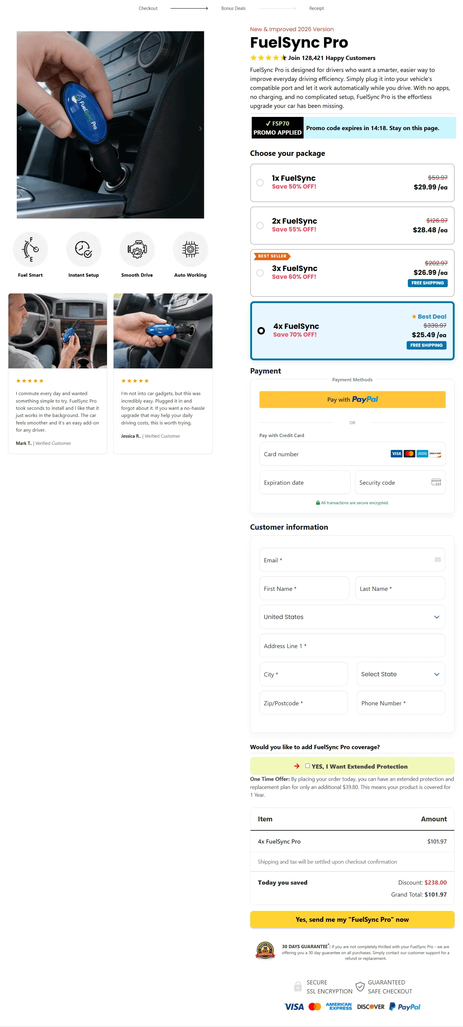 Fuel Sync secure checkout page